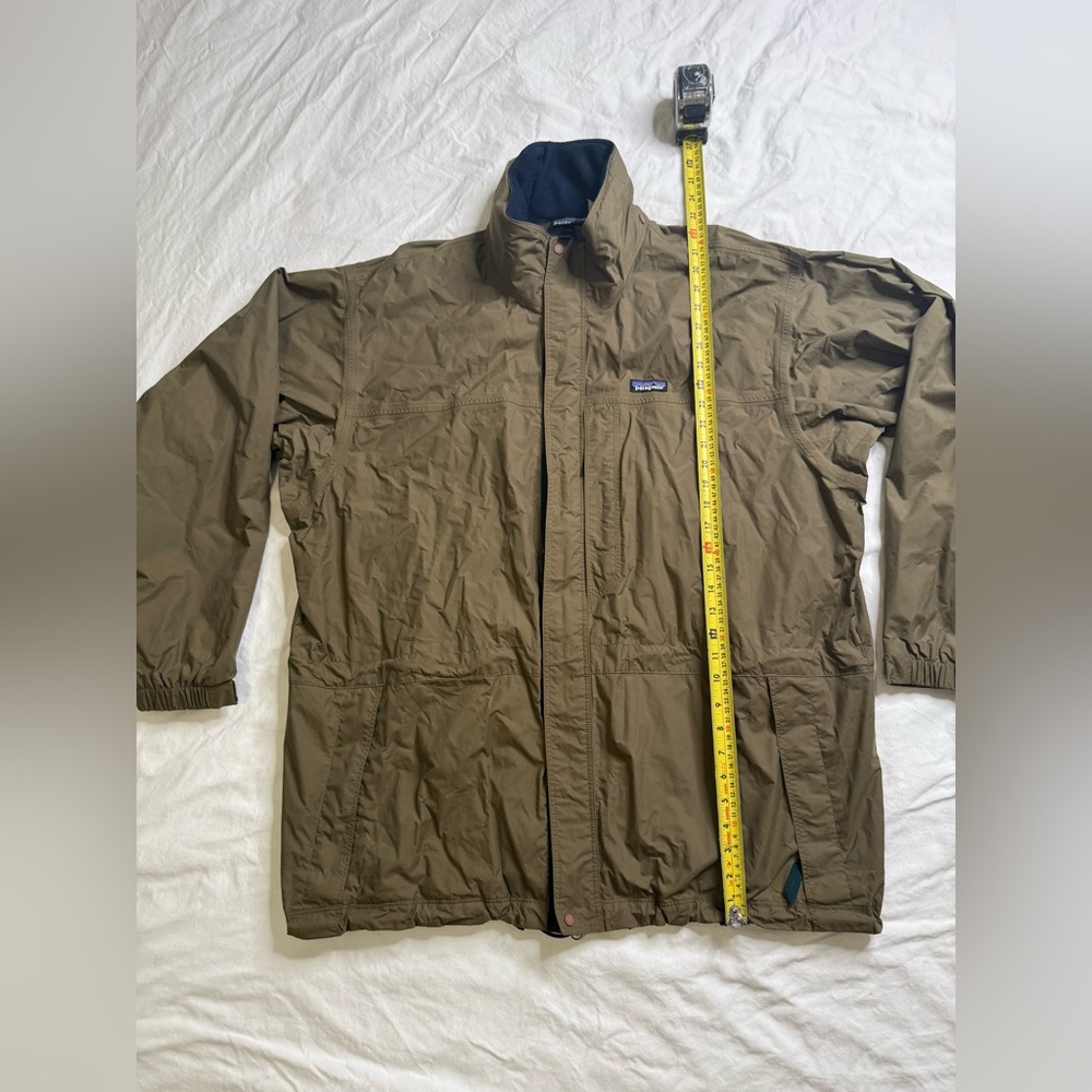 Patagonia Men’s XL Nylon Shell Jacket Olive Green Waterproof Hooded Windbreaker - Picture 10 of 14